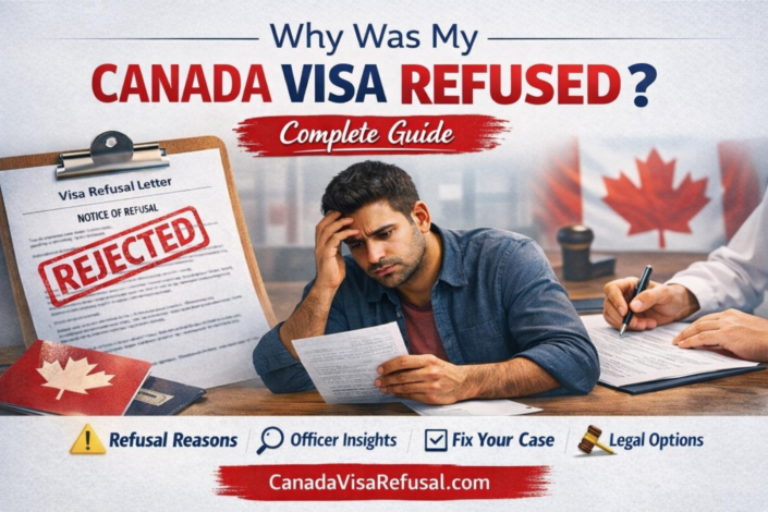 Canada visa refusal letter and applicant reviewing rejection reasons