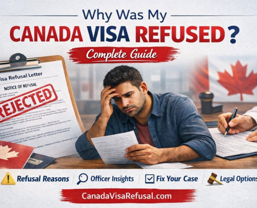 Canada visa refusal letter and applicant reviewing rejection reasons